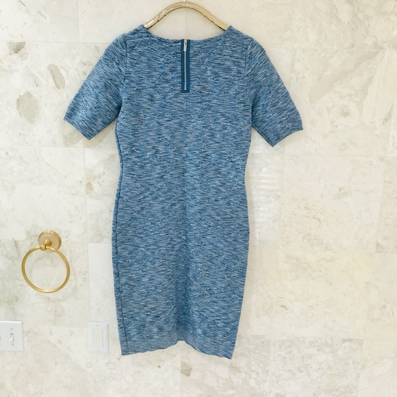 KAREN MILLEN {4} Dress Light Blue Metallic Knit Bodycon - Picture 7 of 15